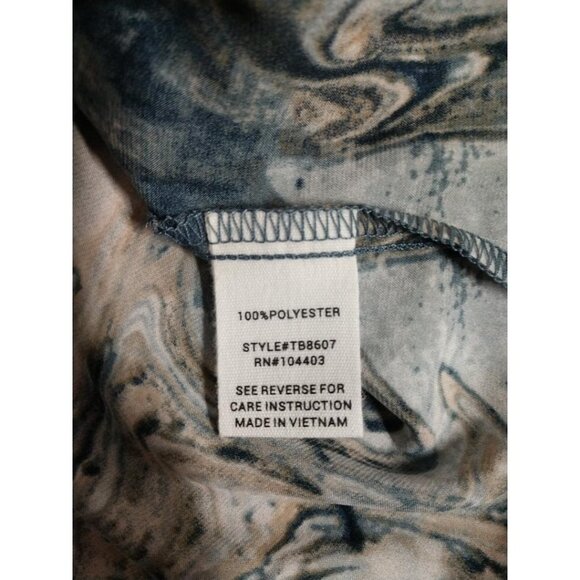 Marbled Sleeveless Button-Down Blouse By Mine In Abstract Blue & Beige Print-Siz - Picture 7 of 7